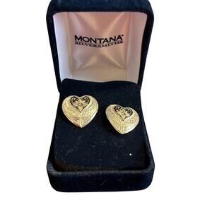 Montana Silversmiths Heart Flower Post Earrings In Box Floral Hart Western Stud